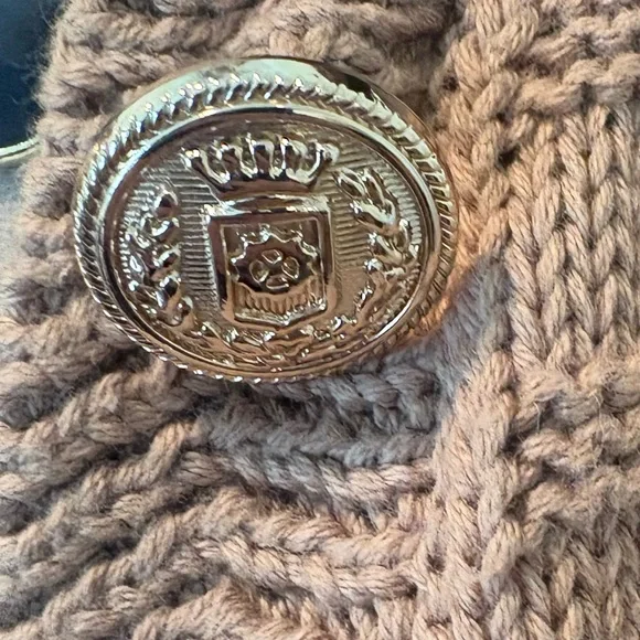 Talbots Tan Textured Knit Cardigan w/ Gold Buttons - Picture 8 of 8